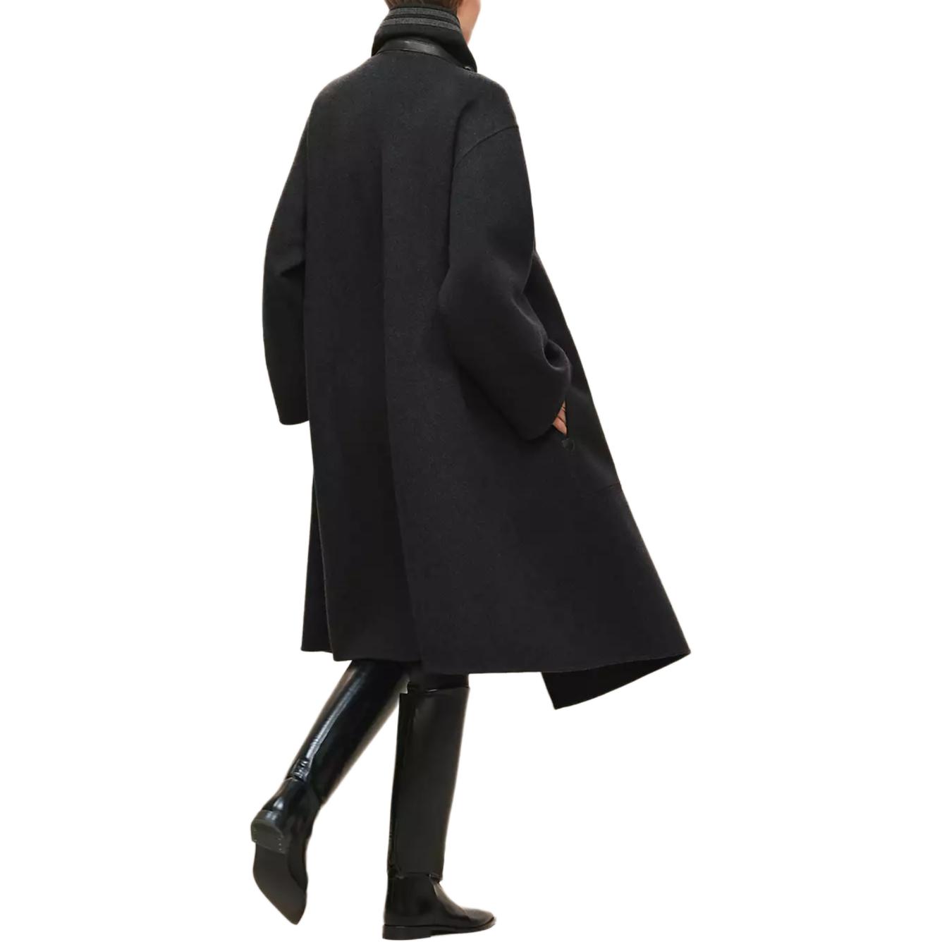 Shop HERMES FW25 Unisex Reversible Blanket Coat with Stand Collar and Side Pockets. H5H0118DAFV