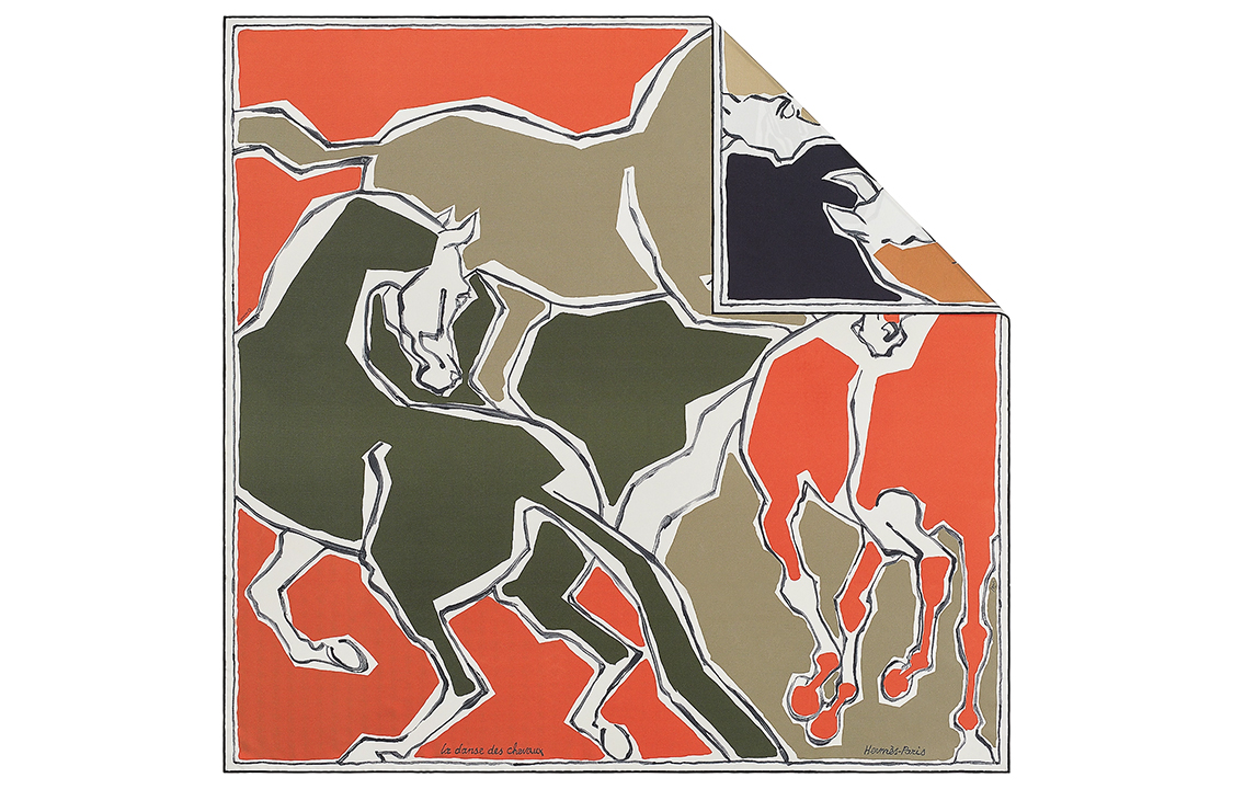 HERMES Galloping Horse Scarf Orange H903576S-01 圖 2