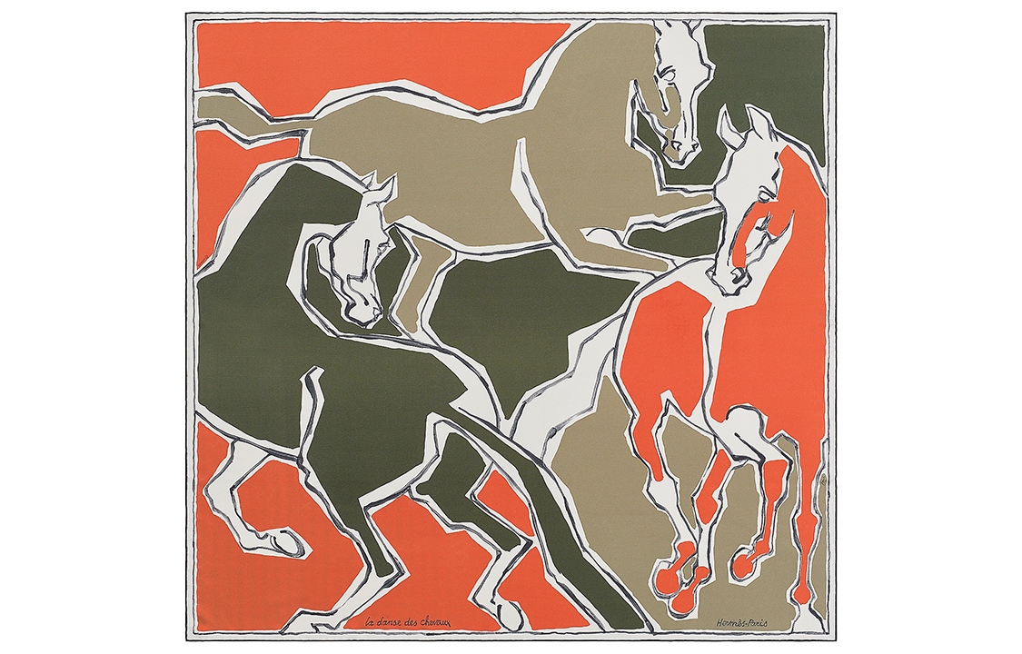 HERMES Galloping Horse Scarf Orange H903576S-01 圖 3