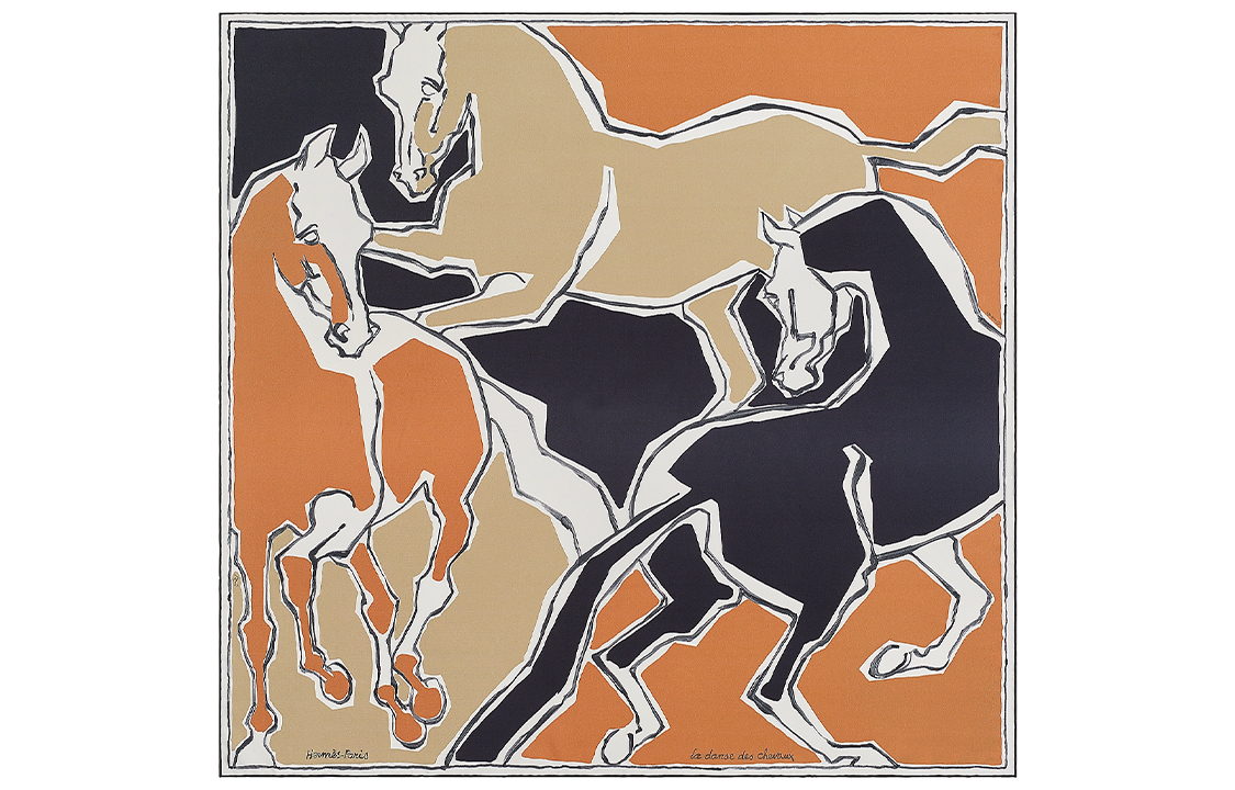 HERMES Galloping Horse Scarf Orange H903576S-01 圖 4