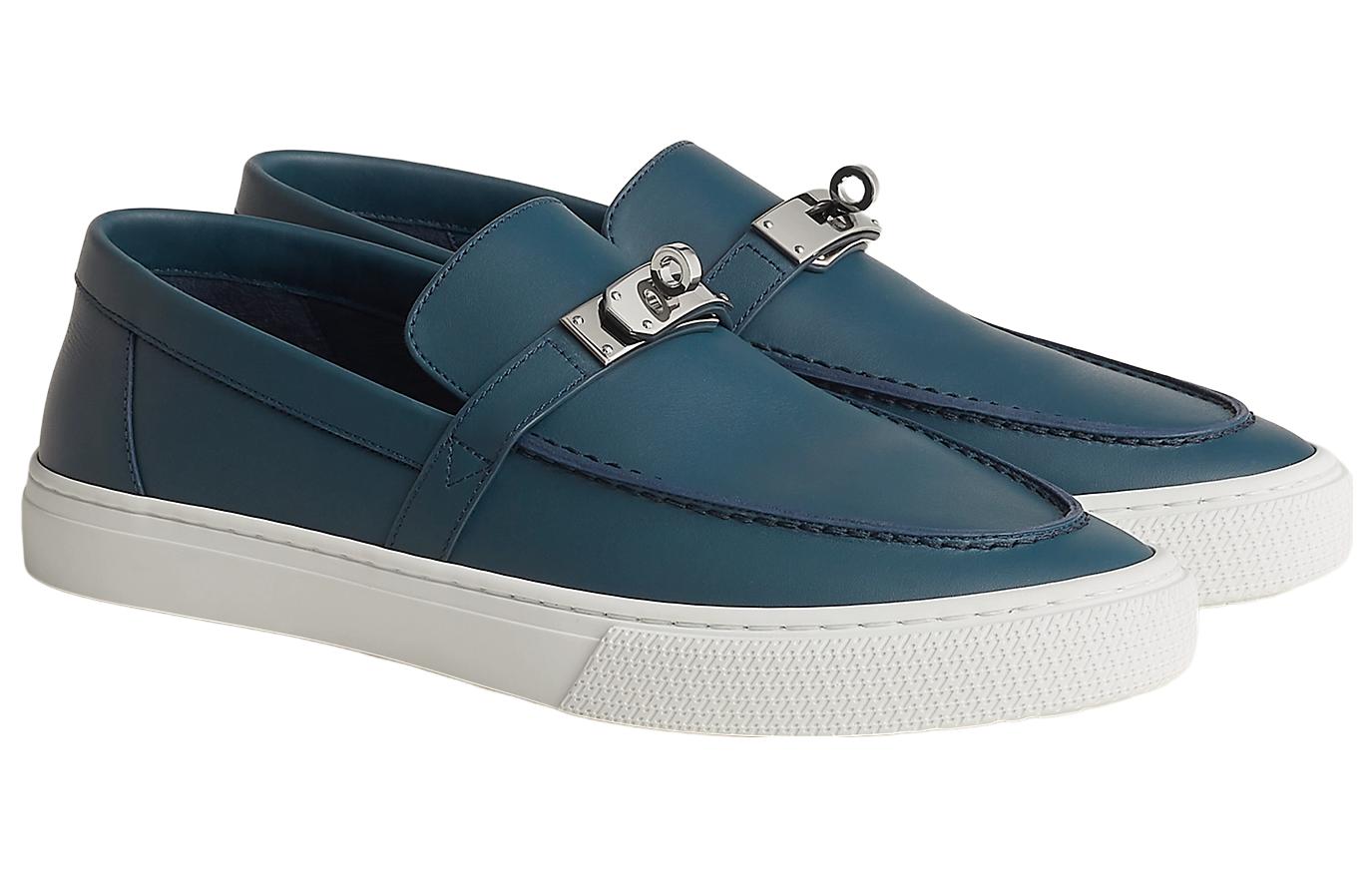 Shop Mocassins HERMÈS Game ''Bleu'' H231727Z-HQ8