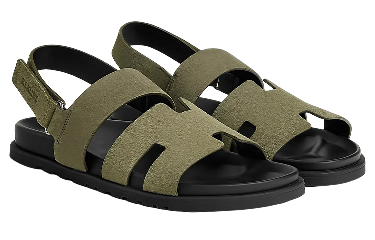 HERMES Genius Open Toe Velcro 'Fashion Sandal Green' 圖 4