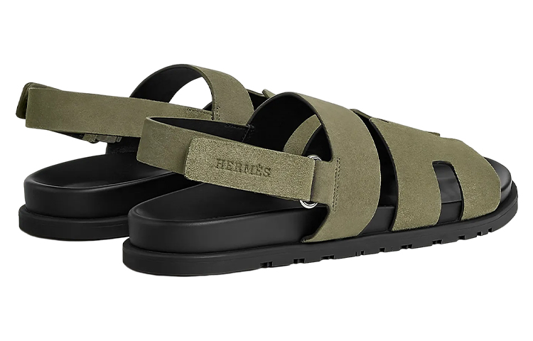 HERMES Genius Open Toe Velcro 'Fashion Sandal Green' 圖 5