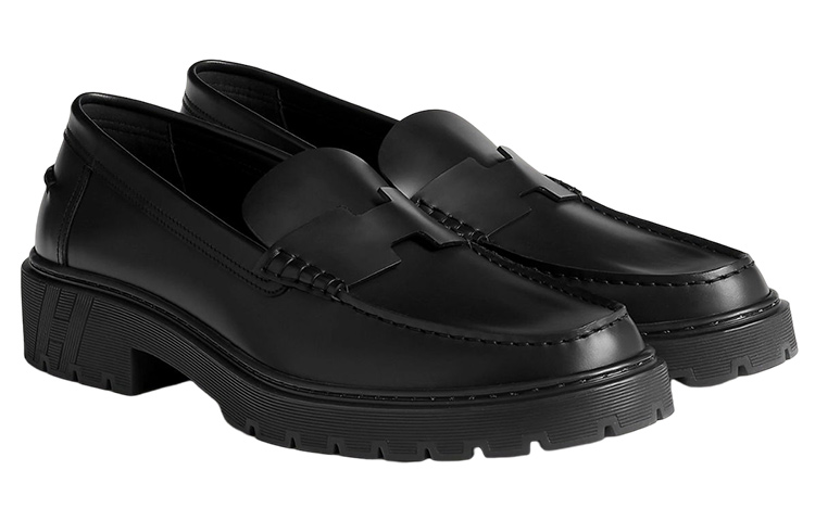 Order 爱马仕黑色皮革平底乐福鞋 H231957Z-A02