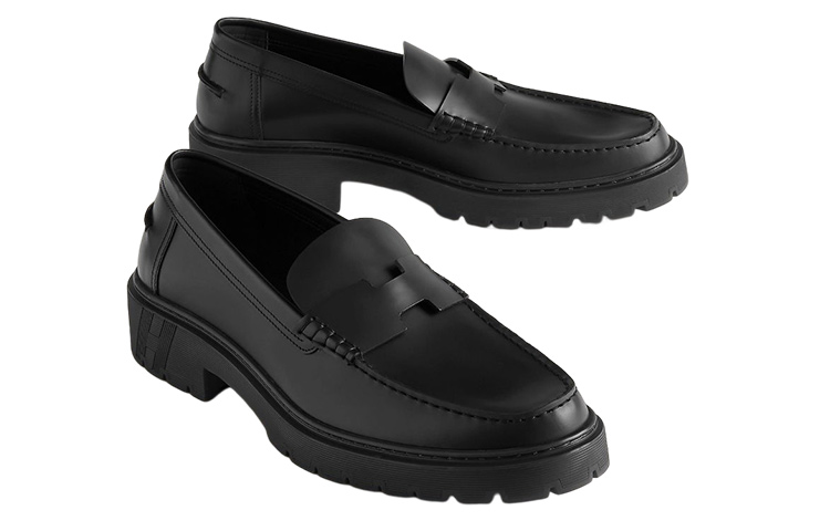 Lookbook 爱马仕黑色皮革平底乐福鞋 H231957Z-A02