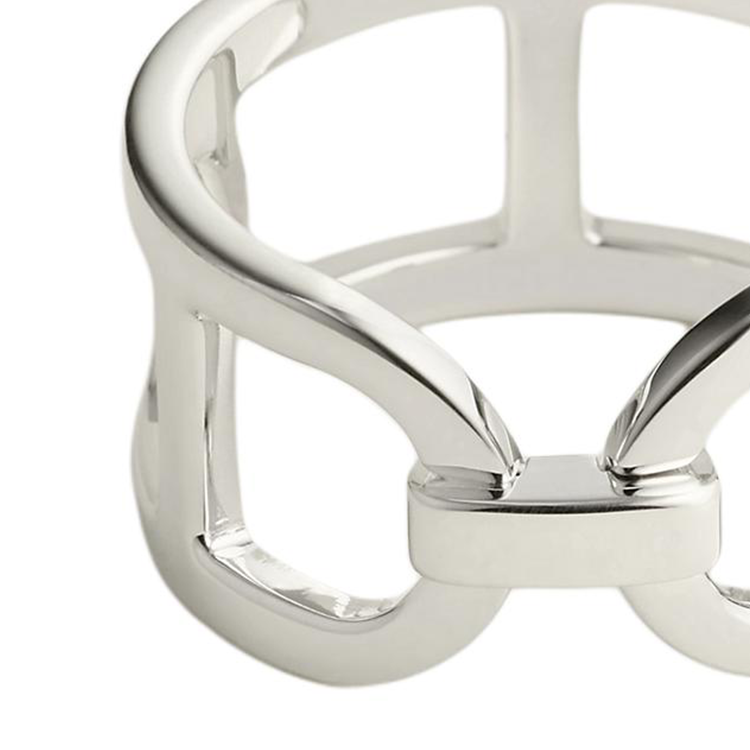 Lookbook HERMES Geometric Design 925 Silver Ring Unisex Couple Style - Silver. H116619B 00050