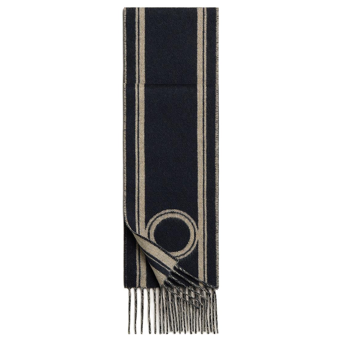 HERMES Geometric Design Cashmere Scarf Unisex Navy Blue/Beige H259144S 02 圖 2