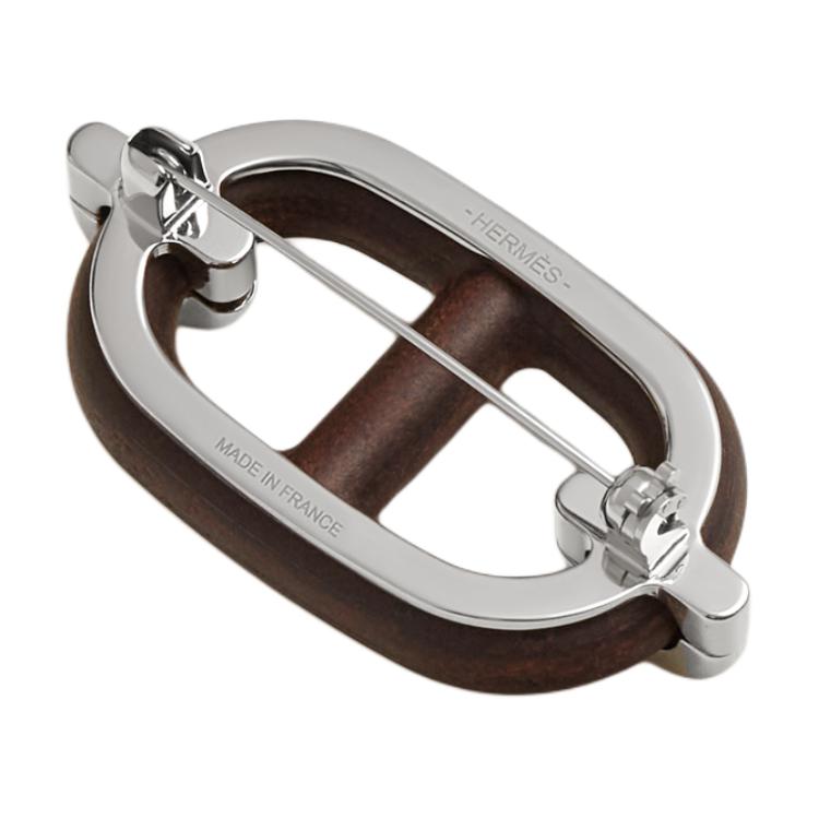 Lookbook HERMES Bros Kulit Daur Ulang Desain Geometris Coklat Unisex untuk Pasangan H077362FP01