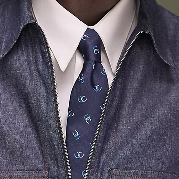 HERMES Geometric Pattern Tie for Men - Navy Blue. H339359Tv01 圖 3