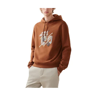 Hermes Geometric Print Hoodie Brown Long-Sleeve H357790HA4JXS