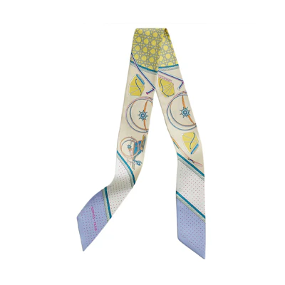 HERMES Geometric Print Silk Scarf Yellow/Cream/Purple for Women. H063156S-16