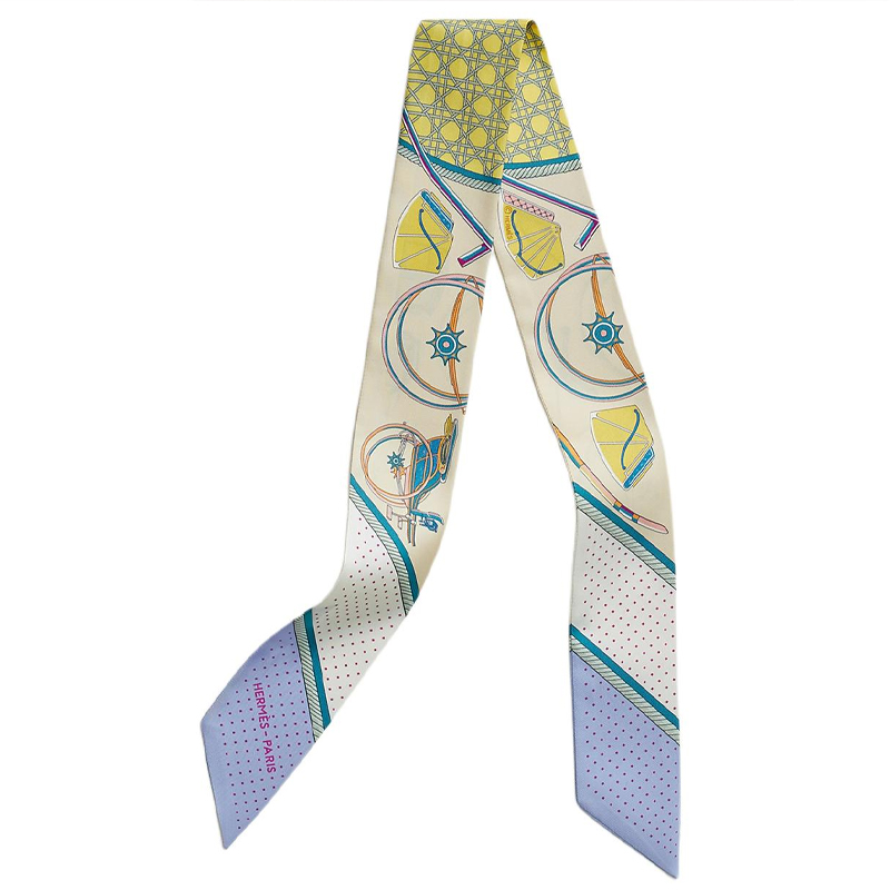 HERMES Geometric Print Silk Scarf Yellow/Cream/Purple for Women. H063156S-16 圖 2