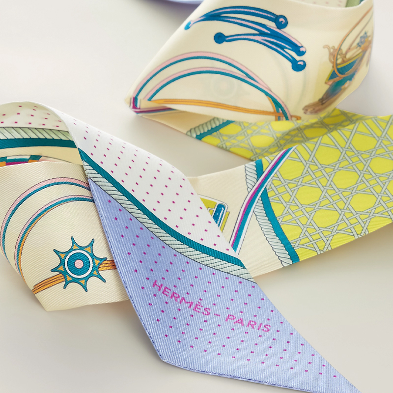 HERMES Geometric Print Silk Scarf Yellow/Cream/Purple for Women. H063156S-16 圖 3