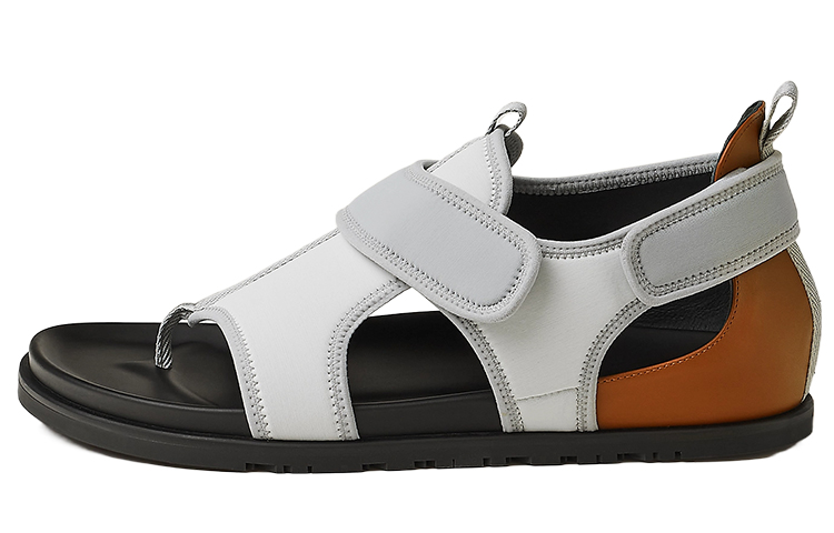 HERMES Giorno Leather High-Tech Jersey Slide 'White Grey'