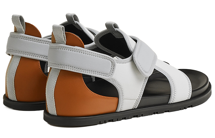 HERMES Giorno Leather High-Tech Jersey Slide 'White Grey' 圖 5