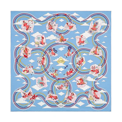 Hermes Girl in Leaf Skirt Blue Silk Scarf 70x70cm. H983849S-11