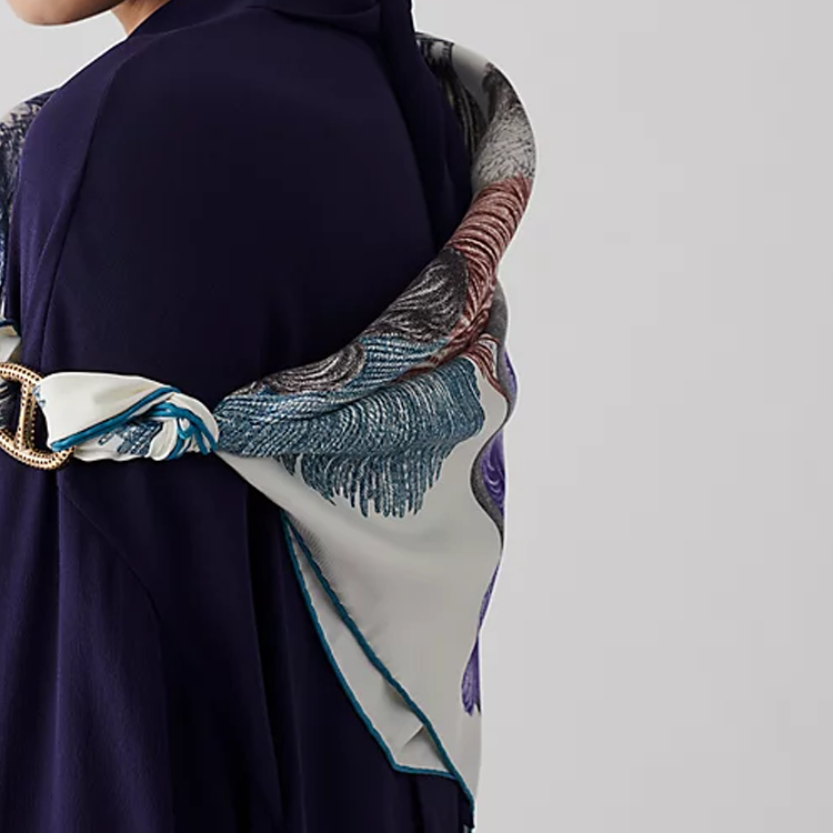 HERMES Glamorous Feather 90cm Silk Scarf Multicolor H003851S-06 圖 3