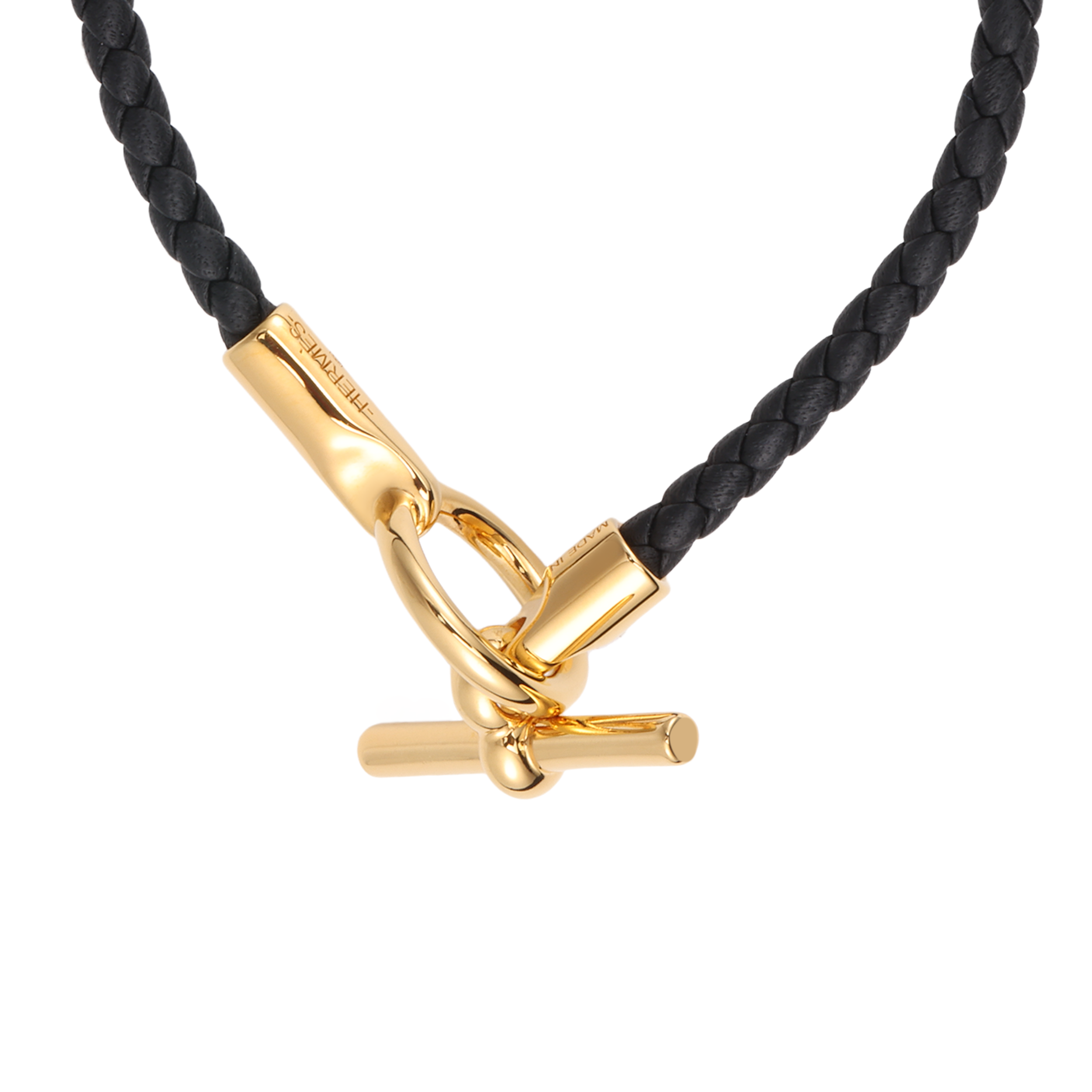 HERMES Glenan Black Calfskin Leather Bracelet Unisex with Gold Buckle. H071681F-89 圖 2