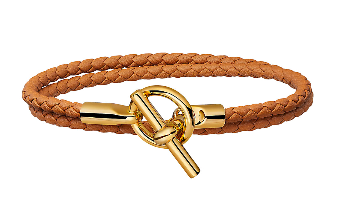 HERMES Glenan Double Tour Clasp Style Calfskin Leather Bracelet Unisex. H071689F-37 圖 2