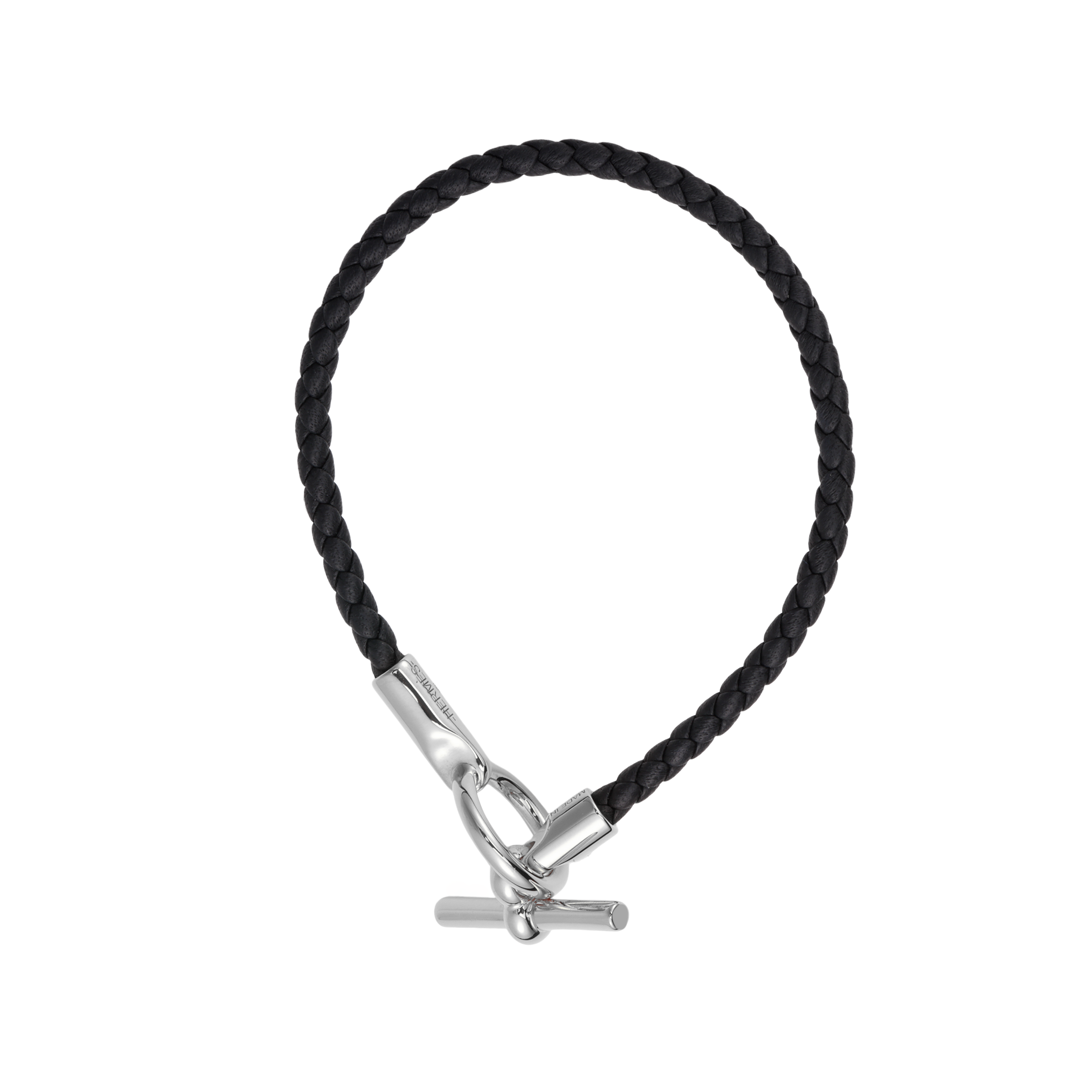 HERMES Glenan H Black Braided Leather Bracelet H077240FP89 圖 4
