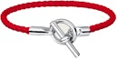 Order HERMES Glenan Gelang Merah Kulit Tenunan Palladium Unisex Rekaan Pasangan H071681FPS3T3