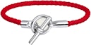 Lookbook HERMES Glenan Gelang Merah Kulit Tenunan Palladium Unisex Rekaan Pasangan H071681FPS3T3