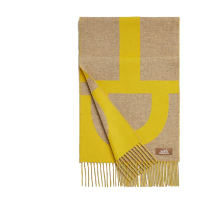 HERMES Goat Wool Scarf Unisex Beige/Yellow - Stylish & Unique Couple's Choice H259116S-05