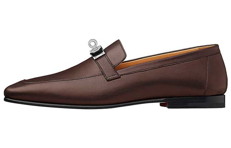 HERMES Goatskin Square Toe Loafer 'Dark Brown' H211977Z-H29