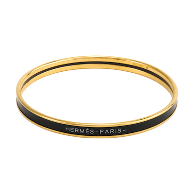 HERMES Gold-Plated Bracelet Black Unisex Slim Design Couples Edition H240001F-0162