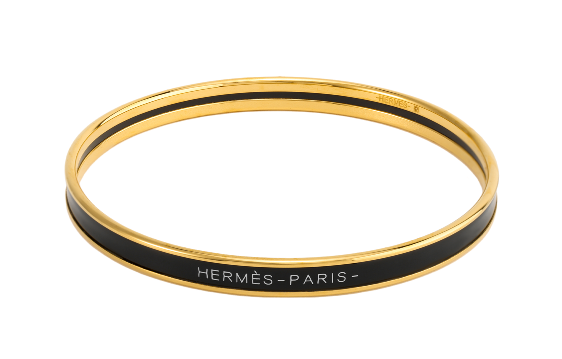 Order HERMES Gelang Berlapis Emas Hitam Unisex Desain Slim Edisi Pasangan H240001F-0162