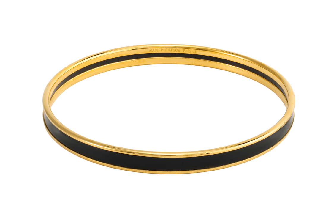 Shop HERMES Gelang Berlapis Emas Hitam Unisex Desain Slim Edisi Pasangan H240001F-0162