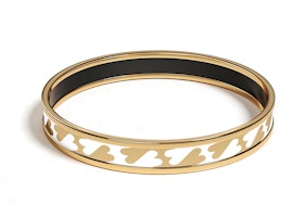 HERMES Gold Enamel Bracelet with Heart Print Unisex Couple Design Gold Color H213312F C662 HERMES Gold Enamel Bracelet with Heart Print Unisex Couple Design Gold Color H213312F C662