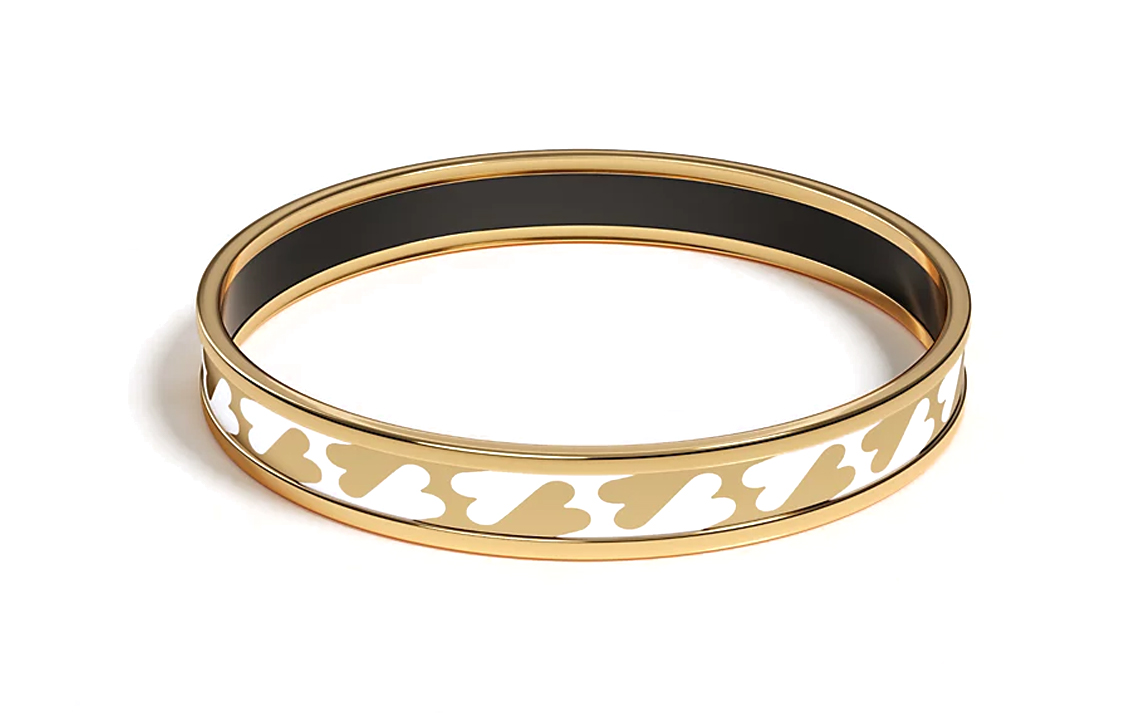 Lookbook 에르메스 골드 하트 프린트 유니섹스 커플 디자인 에나멜 팔찌 H213312F C662