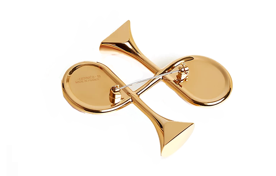 HERMES Gold Horn Logo Unisex Brooch - Couple's Style Accessory. H500097FC1B 圖 3