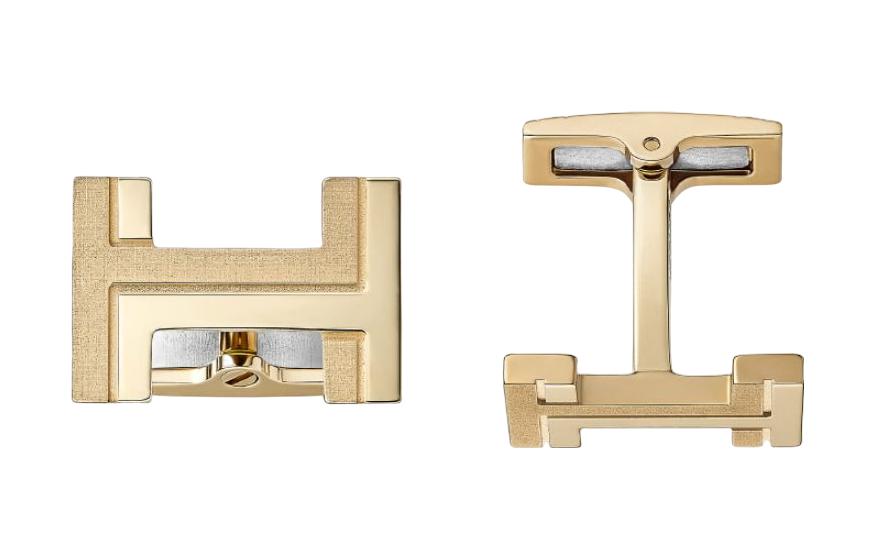 HERMES Gold Metal Cufflinks for Men - Minimalist and Stylish Design H077189FA00