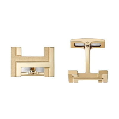 HERMES Gold Metal Cufflinks for Men - Minimalist and Stylish Design H077189FA00