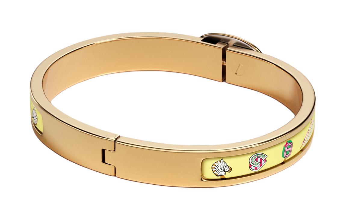 HERMES Gold Plated Enamel Bracelet Unisex Couple Design with Pattern Print. H204411F 圖 3