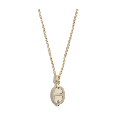 HERMES Gold Plated Metal Pendant Necklace Unisex Couple Design Gold. H100053FE