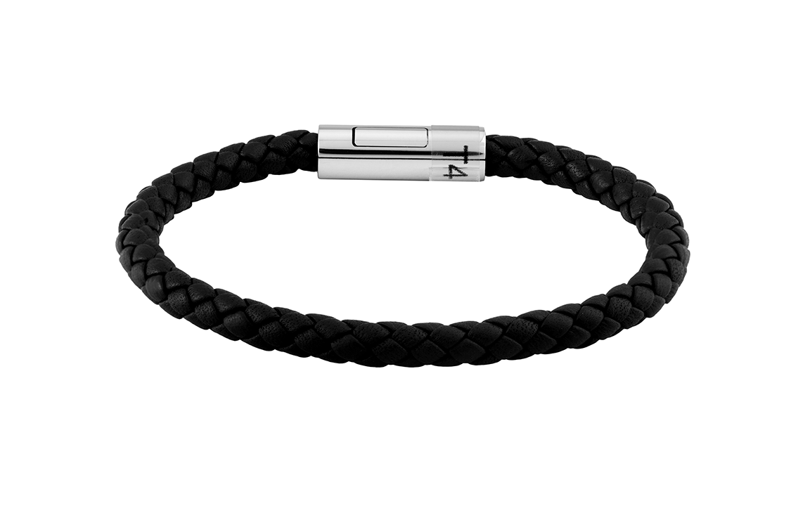 HERMES Goliath Braided Calfskin Unisex Couple Bracelet Black H066218FP89 圖 3