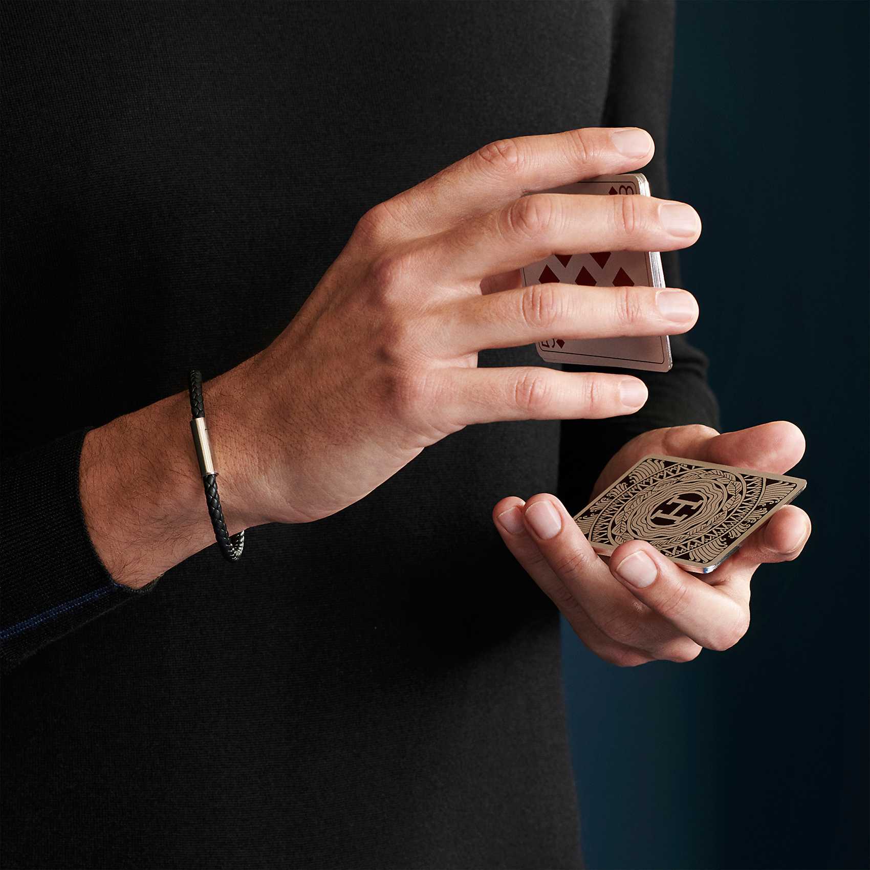 HERMES Goliath Braided Calfskin Unisex Couple Bracelet Black H066218FP89 圖 5