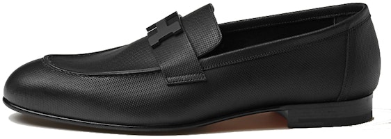 HERMES Grain d'H Moccasin 'Black' H212982Z-A01 HERMES Grain d'H Moccasin 'Black' H212982Z-A01