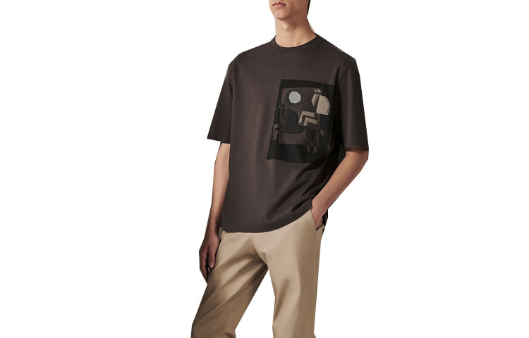 HERMES Graphic Print Crew Neck Short Sleeve T-Shirt for Men H367930HA4T