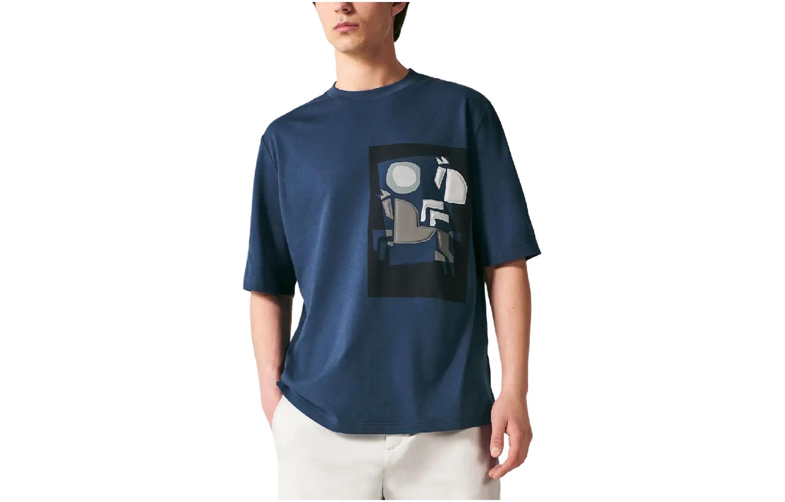 HERMES Graphic Print Crew Neck Short Sleeve T-Shirt for Men H367930HA4T 圖 8