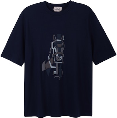 HERMES 藍色圖案印花FW22短袖圓領T恤Tee。 H267750HA01 Buy HERMES 藍色圖案印花FW22短袖圓領T恤Tee。 H267750HA01