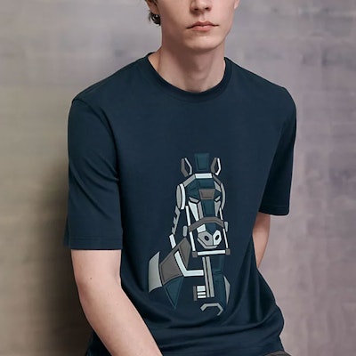 HERMES 藍色圖案印花FW22短袖圓領T恤Tee。 H267750HA01 Shop HERMES 藍色圖案印花FW22短袖圓領T恤Tee。 H267750HA01