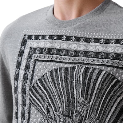 HERMES Graphic Print Crewneck Sweater Grey H467880HA76ME Shop HERMES Graphic Print Crewneck Sweater Grey H467880HA76ME