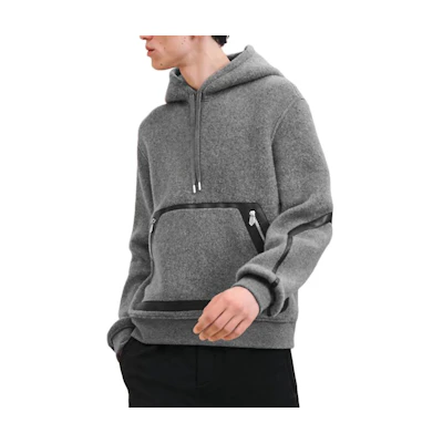 Hermes Gray Hoodie with Ribbed Trim and Hooded Design H467710HA763