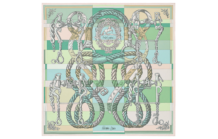 Hermes Green Equestrian Double-Sided Silk Scarf 90cm H903578S-05
