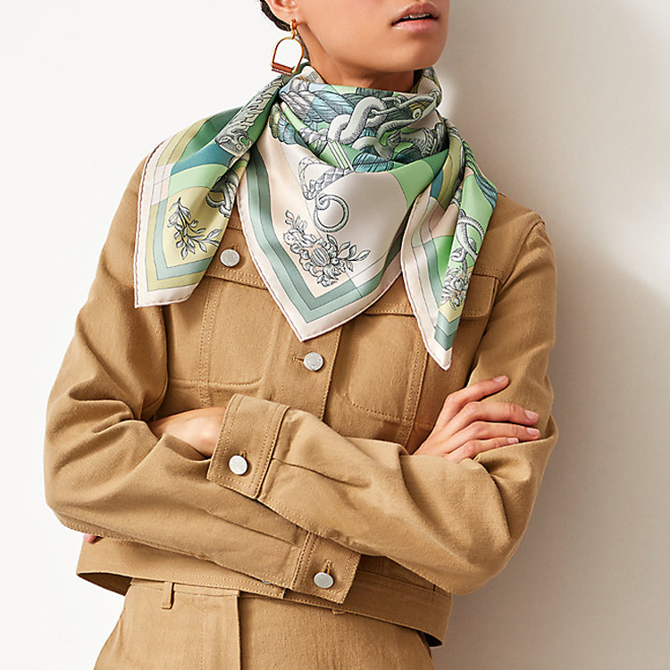Hermes Green Equestrian Double-Sided Silk Scarf 90cm H903578S-05 圖 4
