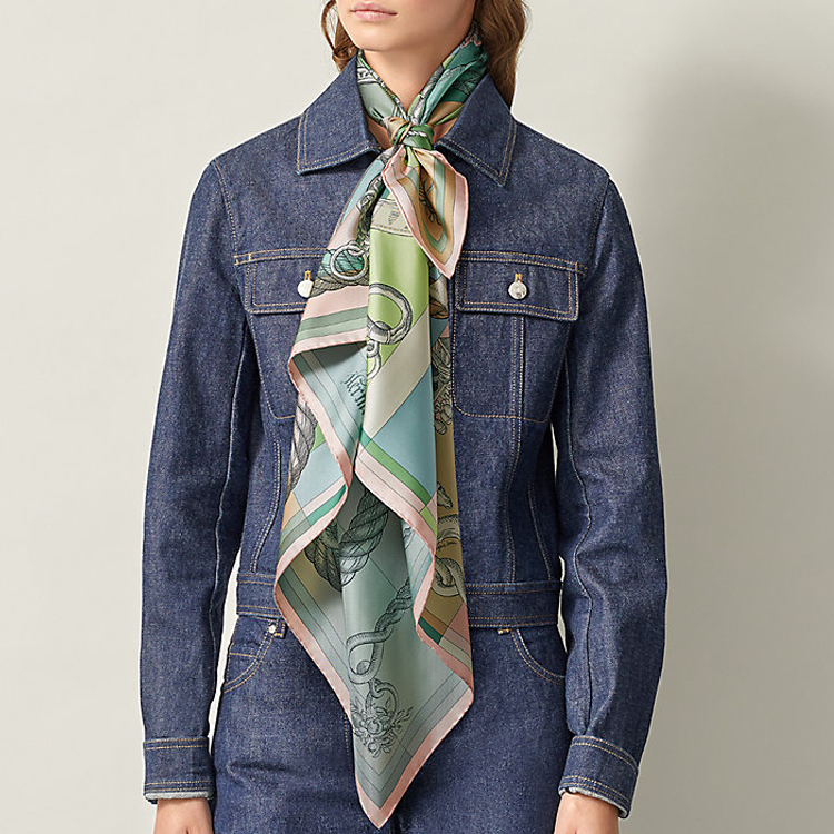 Hermes Green Equestrian Double-Sided Silk Scarf 90cm H903578S-05 圖 5